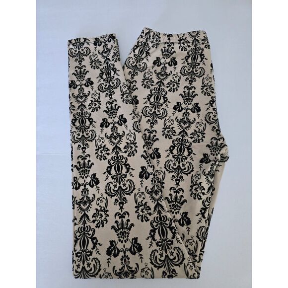 WHITE Reg One Size Women Junior Nouveau Velour Flocked Leggings - Picture 5 of 6